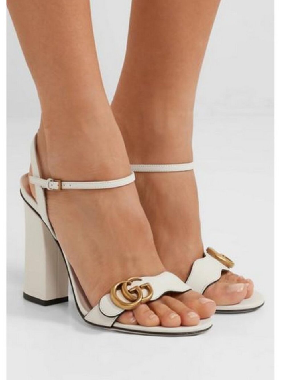 Gucci Women's White Marmont Logo-embellished Sandals w/ vibram soles added